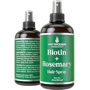 Biotin + Rosemary Oil Spray For Hair Growth. With Longsheng Rice Water. Vegan, Leave In Conditioner Serum For Women, Men. Thickening, Moisturizing, Strengthening Scalp Treatment For Dry, Weak Hair