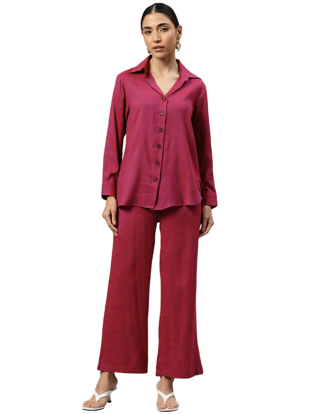 cottinfab Women Solid Purple Shirt with Trousers Co-Ords-picture-28