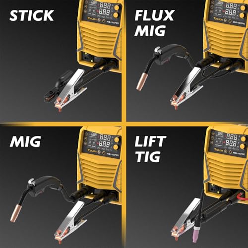 Image of TOOLIOM 180A 110 /220V 4-in-1 MIG Welder Kit with Lift TIG torch | 4-in-1 gas MIG /flux MIG /stick /Lift TIG welder, smart synergic setup, comes wire and gloves