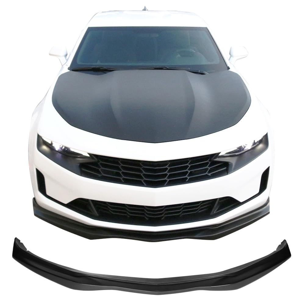 Front Bumper Lip Compatible with 2016-2018 Chevrolet Camaro SS Model Only, AC Style Black PU Air Dam Chin Spoiler by IKON MOTORSPORTS