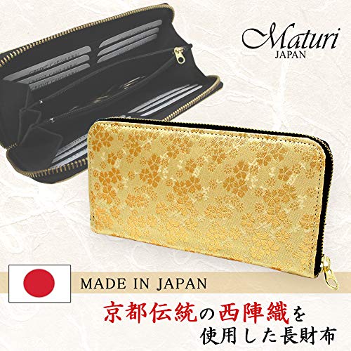 Maturi Maturi Nishijin Cherry Round Zipper Wallet Mr 080 Gold Made In Japan Ja Ebay