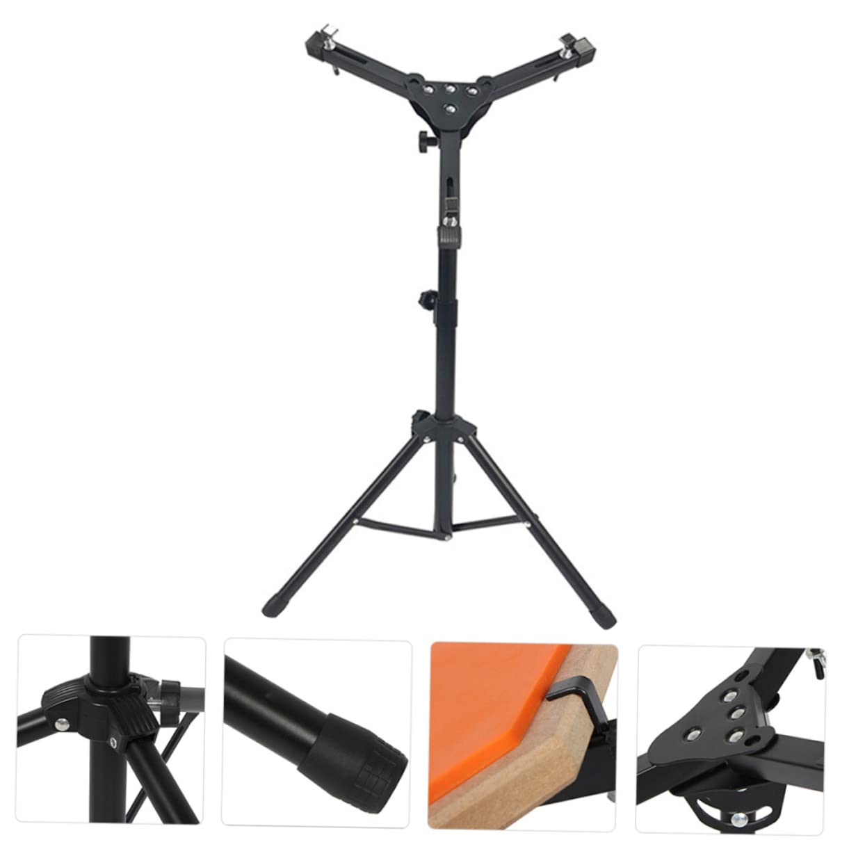 Support Réglable pour Pad de Pratique 12 Pouces en Fer Noir | Caisse Claire et Usage Personnel ou Professionnel, Format Portable, Structure Abs, Adapté à Différentes Tailles