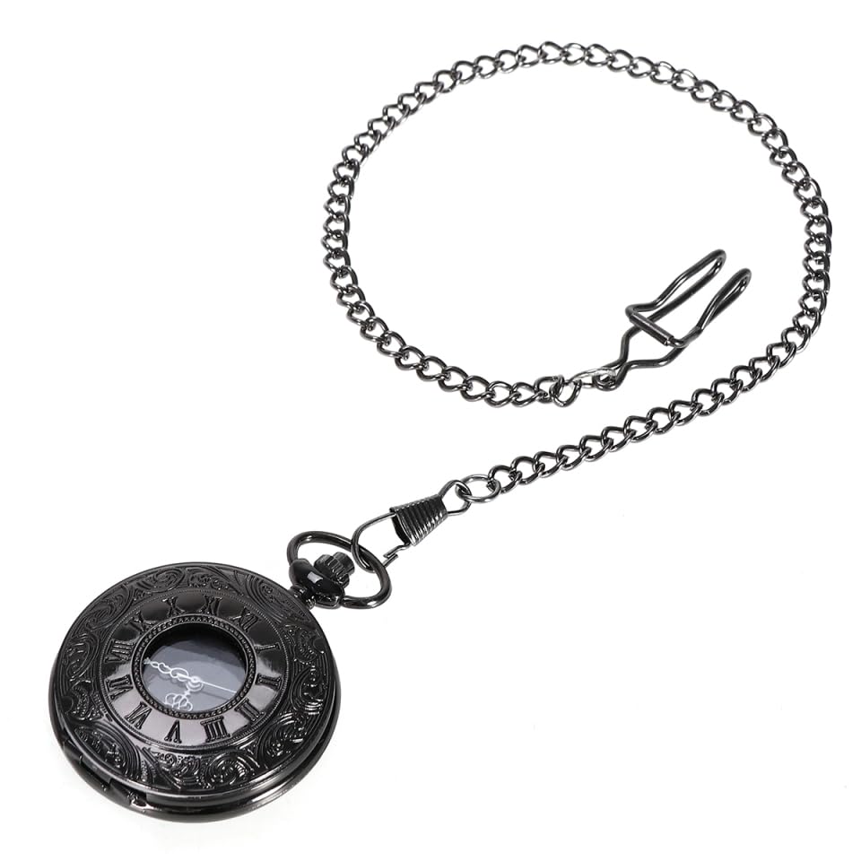 Baluue Vintage Taschenuhr mit Kette Arabisch und Römische Ziffern 4 6 cm Quarz Taschenuhr Analog Taschen Uhr für Herren Männer Frauen Vater Opa Geburtstag
