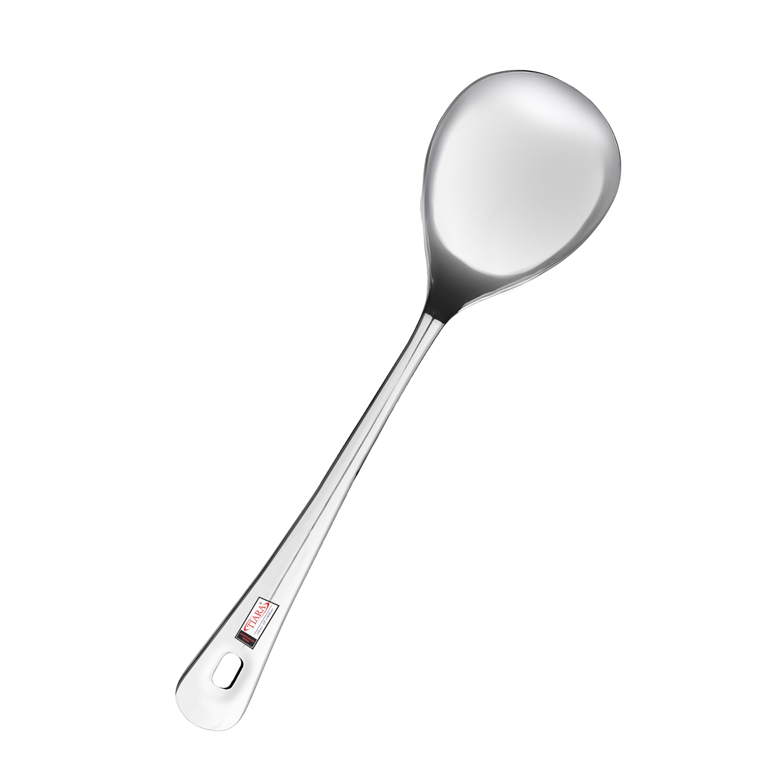 TIARA - 1Pc Lara Rice Spoon Round Length 10 Inch Stainless Steel Serving Spoon Heavy Guage Food Grade 1.2mm Thickness Chamcha for Serving and Cooking Gravy Rice Pasta sabzi