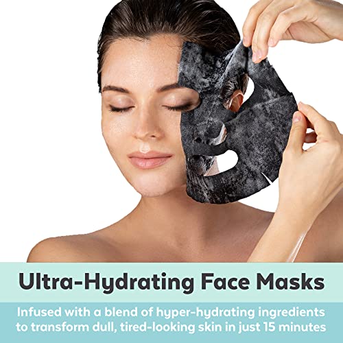 Viva Naturals Charcoal Face Mask Set (8 Pack) - Collagen & Hyaluronic Acid Face Mask For Skin Care - Moisturize And Brighten With 4 Varieties Of Facial Sheet Mask #TOP1