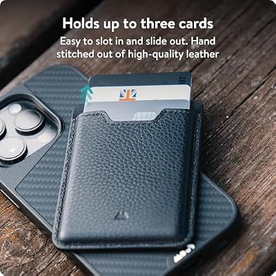 Mous MagSafe Compatible Wallet Card Holder Cell Phone Magnetic Wallet for iPhone 17, iPhone 16, iPhone 15, iPhone 14, iPhone 13 and iPhone 12 Models MagSafe Compatible Accessory - Black Leather