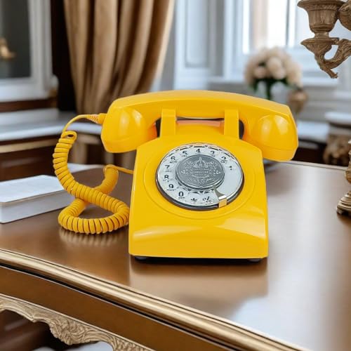 Image of Corded Retro Phone, TelPal Landline Telephone with Old Fashion Rotary Dial Keypad, Decorative Classic 80s Antique Vintage Phones for Gift