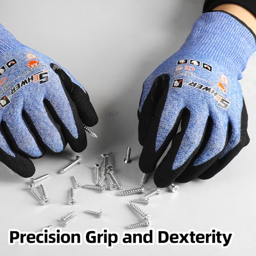 Schwer A4 AIR-SKIN Cut Resistant Work Gloves with Extreme Lightweight & Thin, Grip Gloves for Fishing, Refined Work, Mechanic, Gardening Gifts, Touch-Screen, 3D-Comfort Fit, 1 Pair, L, AR3900