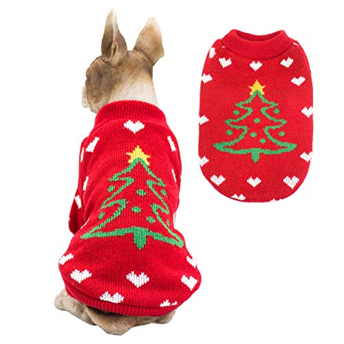 Lanboer Christmas Knitwear Turtleneck Dog Sweater Xmas Red Pullover Pet Winter Coats Clothes Holiday Dog Warm Apparel
