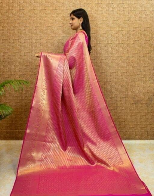 Women's Kanjivaram Soft Silk Saree With Blouse Piece