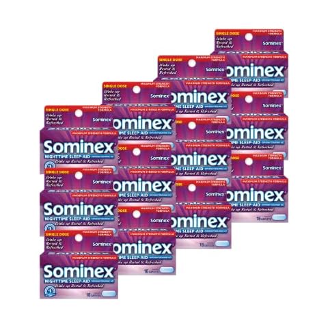Sominex Nighttime Sleep-Aid Caplets, Maximum Strength, 16 ct. (Pack of 12) Cover