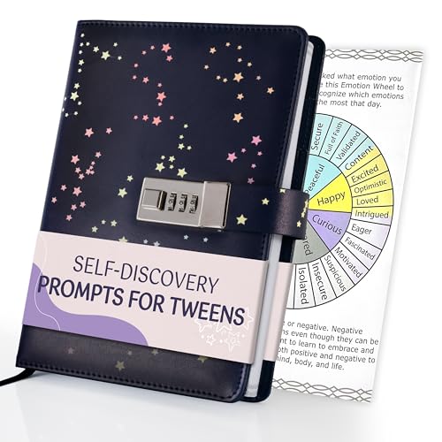 Journal with Lock & Daily Prompts for Tweens - Refillable Vegan Leather Diary for Girls, Teens, & Women - Emotional Growth & Self-Reflection - Locked Personal Notebook with Support Tools