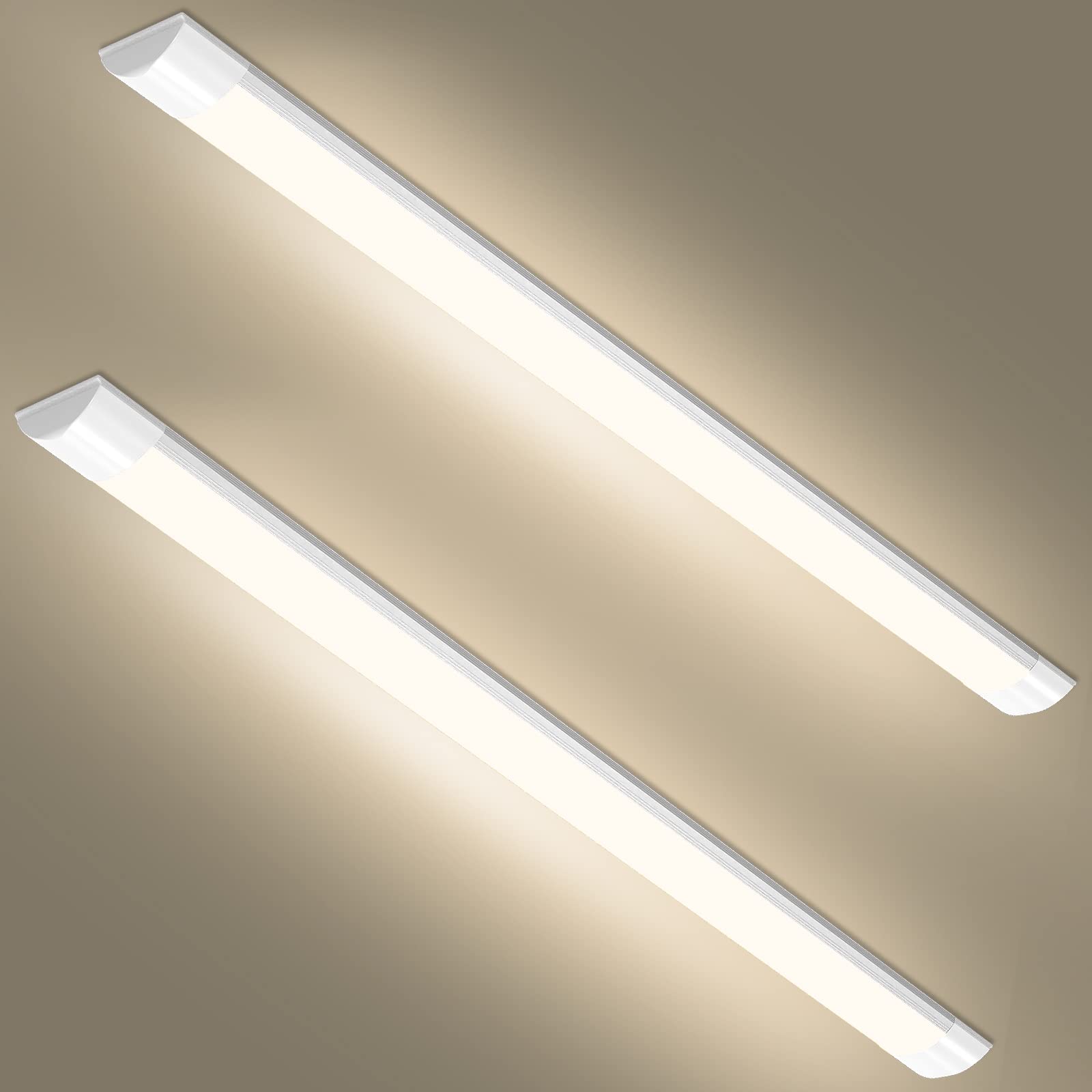 Viugreum 2 Pack 30W Led Tube Lights 3ft,LED Batten Light 90cm 3000LM, LED Tube Ceiling Light 4000K (Natural White), Fluroscent Tube Light for Office, Bathroom, Kitchen