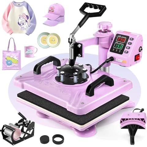 AKEYDIY Heat Press, 5 in 1 Tshirt Press Machine 15"x12" 360° Swing Away Digital Industrial Heat Transfer Machine, Multifunctional Sublimation Heat Press Machine for T Shirts/Mug/Cap/Plate/DIY Cover