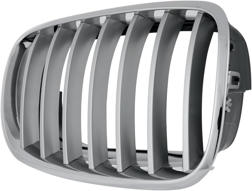 For BMW X6 2008 09 10 11 2012 Grille Passenger Side | Titanium/Argent | With Chrome Frame | Made Of Plastic | CAPA Certified | Replacement For BM1200183 | 191275640081, 51137185224