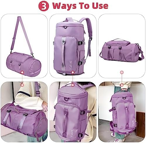 Image of 28L Polyester Gym Duffel Shoulder Bag for Women Men for Sports, Waterproof Dufflebag with Shoe and Wet Clothes Compartments Travel Backpack Workout Carry On Weekender Colour-Purple