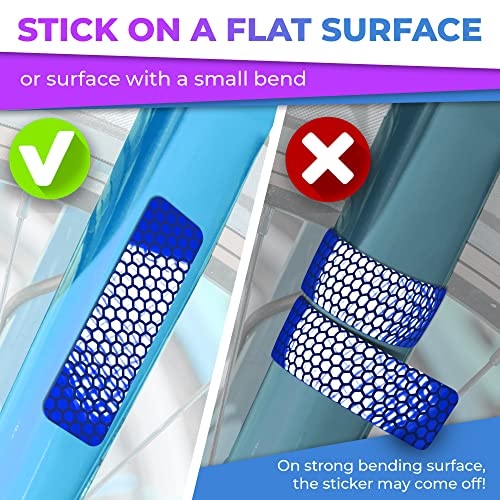 Reflective Stickers For Bikes 18Pc (Blue)-Waterproof, High Visibility Bike Stickers For Flat Surfaces-Nighttime Safety Reflective Stickers For Helmet,Bicycle & Motorcycle-Adhesive Bicycle Reflectors #TOP5