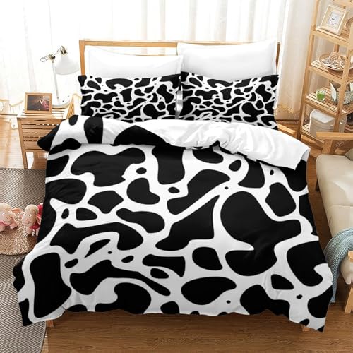 Housse de couette imprimé 3D vache microfibre hypoallergique 200x200cm