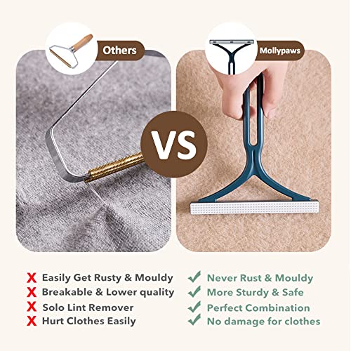 Mollypaws Pet Hair Remover For Couch, Carpet Scraper Fur Removal Tool For Furniture, Lint Cleaner Dog Hair, Reusable Cat Hair Removal Brush For Car Detailing (3 Pack) #TOP1