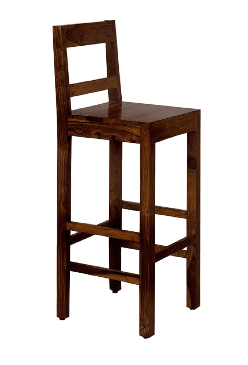 Wooden Bar Chair Counter Height Bar Stool for Bar Kitchen Home Bar Set of-1 (Walnut)-image-14
