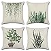 JOTOM Housse de Coussin Plante Feuilles Géométrique Motif Taie d'oreiller pour Canapé Maison Salon Chambre Décoration D'intérieur, 45x45cm, Ensemble de 4 pièces(Plantes)