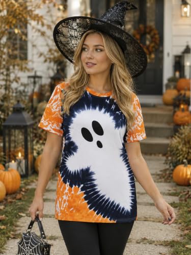 Women's Halloween Shirt, Ghost Tie Dye - image 3