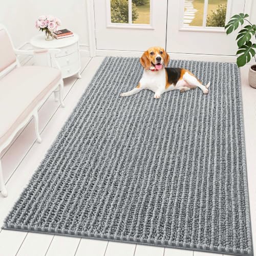 Image of OLANLY Dog Door Mat for Muddy Paws 70x46, Ultra-Absorbent Chenille Mud Mat