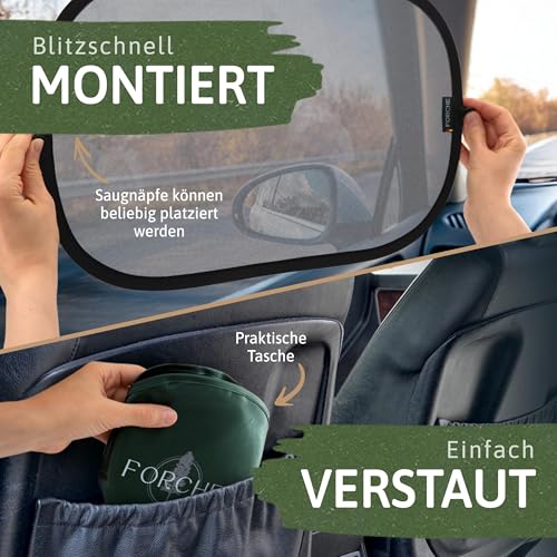 FORCHE® Auto Sonnenschutz Seitenscheibe – Sonnenblende, UV-Schutz für Babys/Kinder, reduziert Blendung & Hitze, schnelle Montage mit starken Saugnäpfen