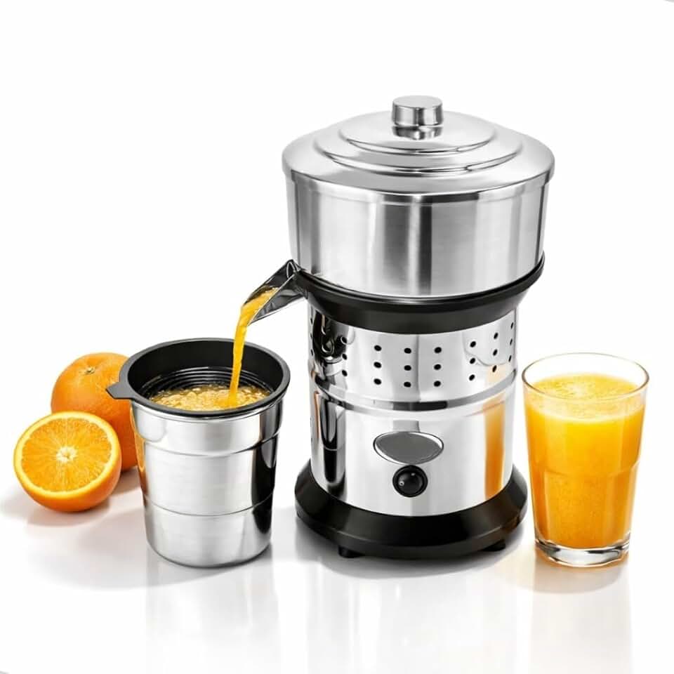 Espremedor de Suco de Laranja Elétrico 500W Extrator Industrial, Jarra 1 Litro Inox Resistente para Uso Doméstico e Comercial