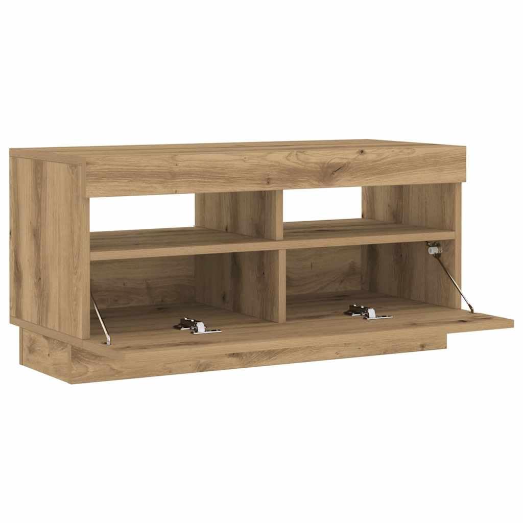 vidaXL Szafka pod TV z oświetleniem LED, dąb artisan, 80x35x40 cm