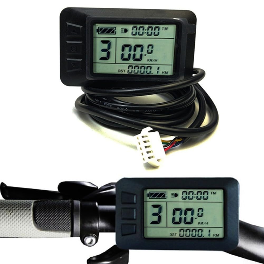 Pantalla LCD para bicicleta eléctrica, diseño impermeable, material ABS duradero, fácil instalación, baja tasa de fallos, color negro, 82 x 48 mm, para bicicleta eléctrica, scooter, longitud