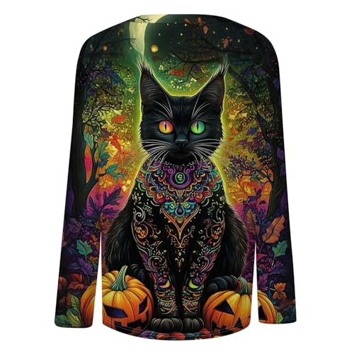 Halloween Shirts for Women Long Sleeve Plus Size Fashion Crewneck Comfortable Tshirts Halloween Costumes for Women