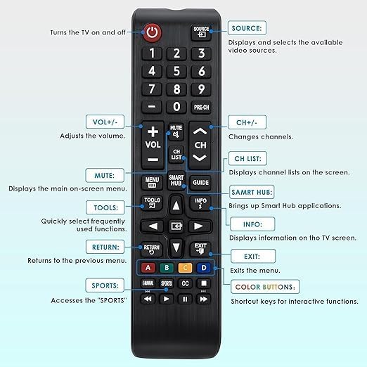 Image of Universal Remote Control for All Samsung TV Compatible All Samsung LCD LED HDTV 3D Smart TVs Models Remote