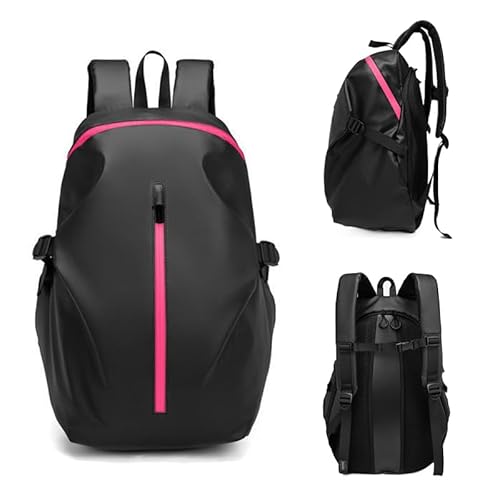 mjmoto Motorcycle Backpack,Reflective Motorcycle Helmet Bag Backpack for Men Women, Large Capacity Waterproof Travel Backpack Shoulder Bag (Pink)