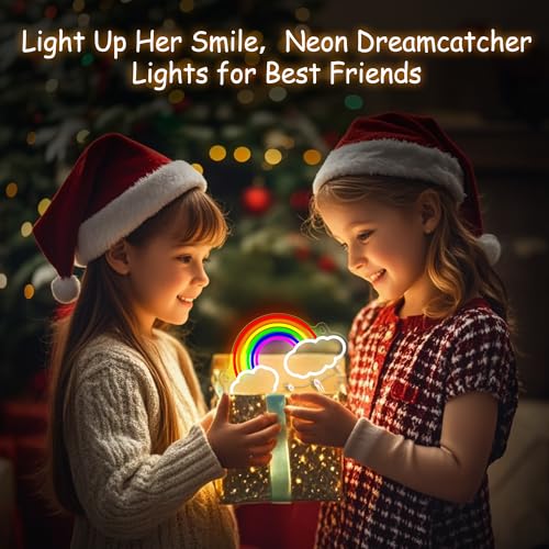 Image of Neon Sign for Girls Bedroom, Neon Signs for Wall Decor ，Light Up Dream Catcher Arts and Crafts,Birthday Christmas Gifts for Teen Girls