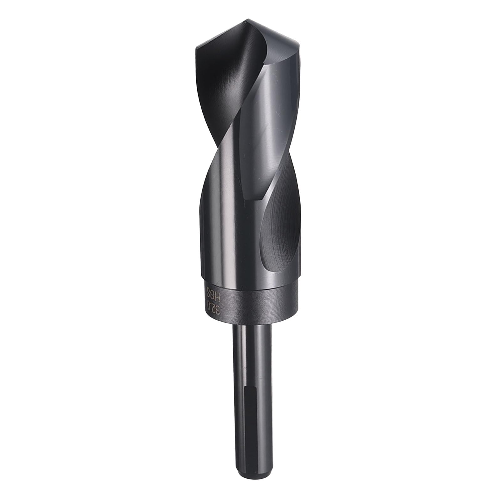 sourcing map Foret de 32 mm, tige réduite de 1,3 cm, 3 plats, en acier rapide 4241, pointe standard à 118°, pour plastique, bois, cuivre, aluminium, fer, métal souple moyen