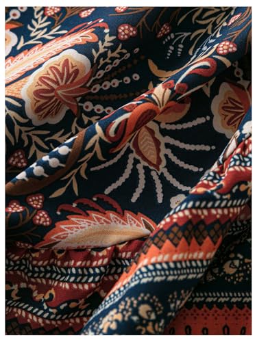 Women's Plus Size Vintage Floral Long Skirt Boho Elastic Waist Asymmetrical Flowy Vacation Skirts3