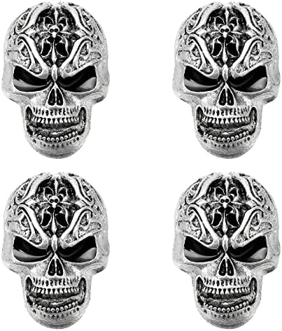 WEBEEDY 4Pcs Car Vent Air Fresheners Clips Retro Metal Skull Head Diffuser Vent Clips Car Interior Accessories Car Skull Aroma Clip