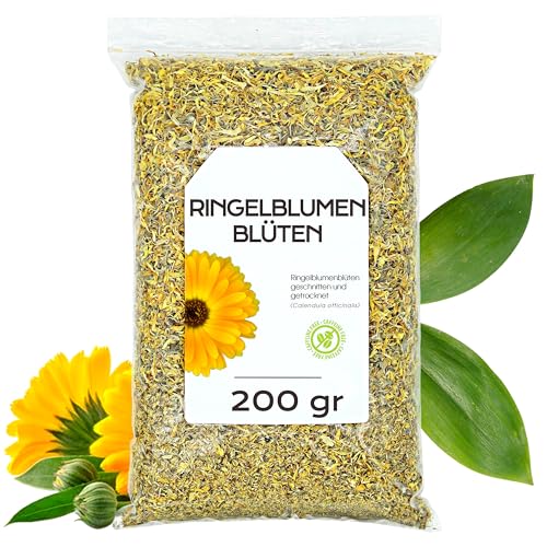 Ringelblumenblüten 200 gr - Ringelblumentee Getrocknet - calendula Tee - Ringelblume Lose - Aromatischer Kräutertee