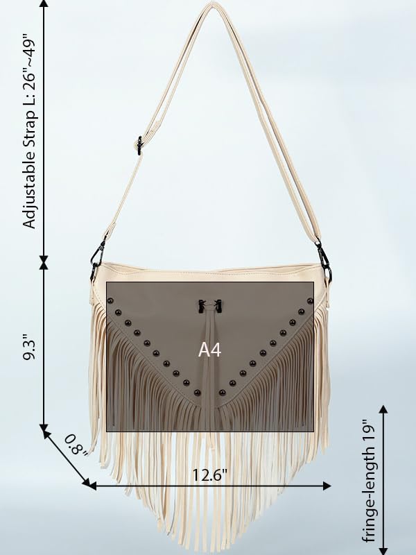 Saddhu Fringe Crossbody Purse for Women Faux Leather Handbag Tassel Bohemian Cross Body Bag for Wedding Cocktail Party3