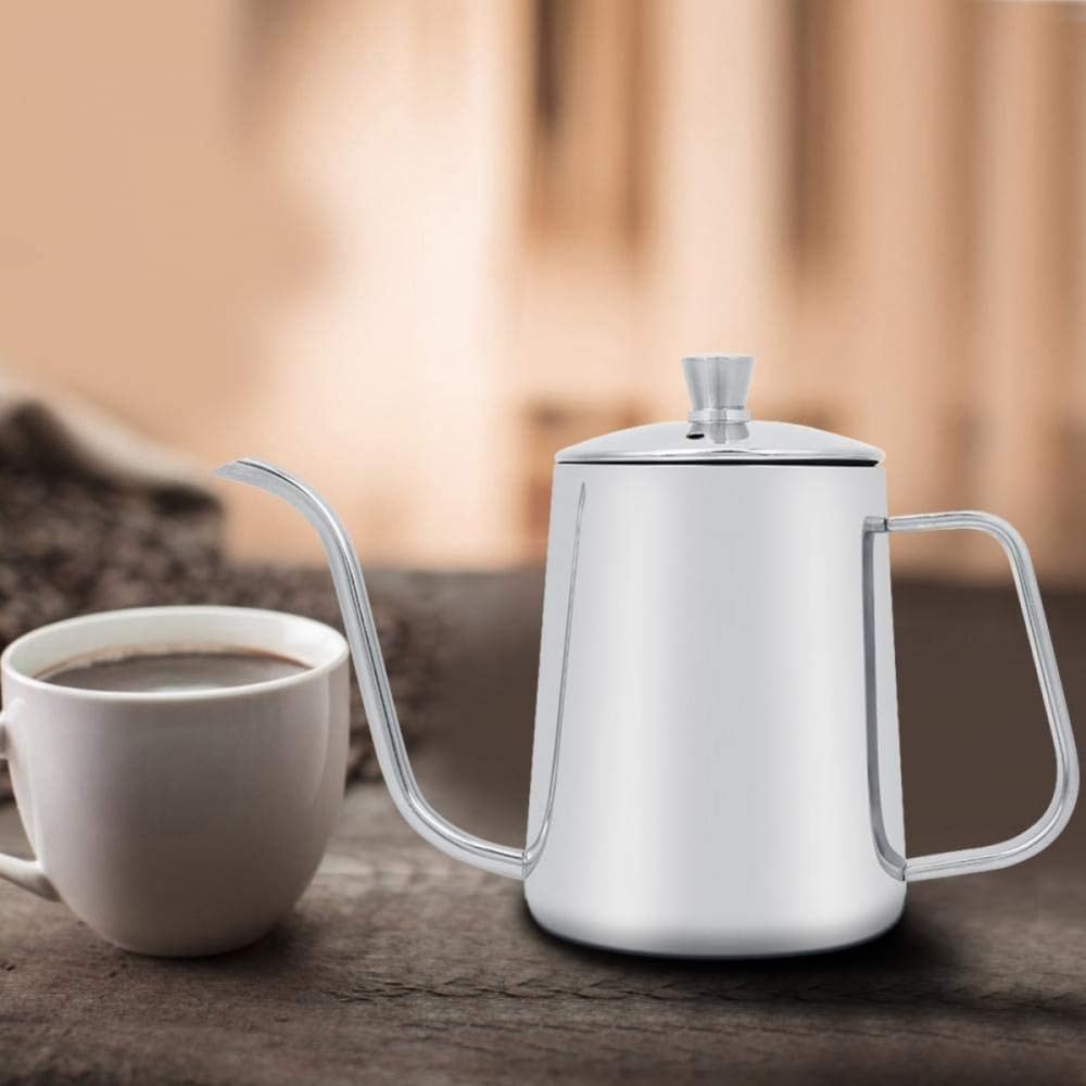 Czajnik z gęsią szyją, 550 ml, ze stali nierdzewnej, z pokrywką, do domowej kuchni, parzenia kawy, nalewania
