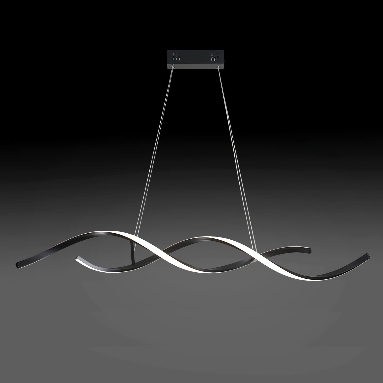 Huilefu Black Simple Modern Dimmable Pendant Light, Adjustable Height Led Ring Chandelier, Hanging Light Fixture For Dining Room Ceiling And Kitchen Island
