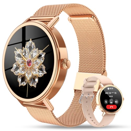 Smartwatch Feminino 1.26", Chamadas BT, 100+ Modos, 2 Pulseiras