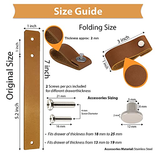 Lazakay Leather Drawer Pulls - 8 Pcs Leather Dresser Knobs, Handmade Pure Leather Handles For Cabinet, Doors And Drawers (Brown) #TOP3