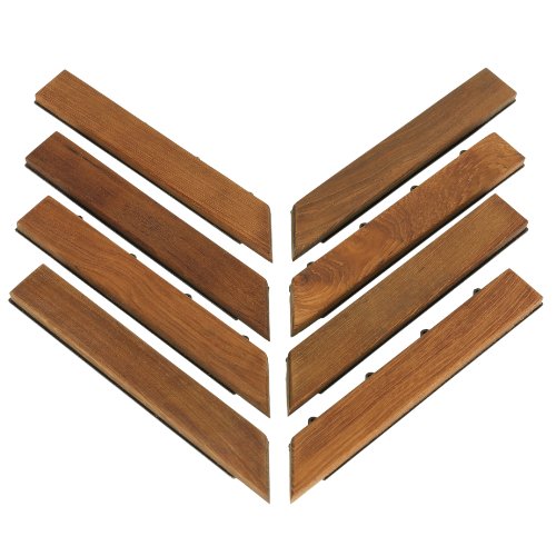 Bare Decor BARE-WF2011 EZ Corner Trim Piece Interlocking Flooring in Solid Teak Wood (Set of 8), Oiled Finish, Brown