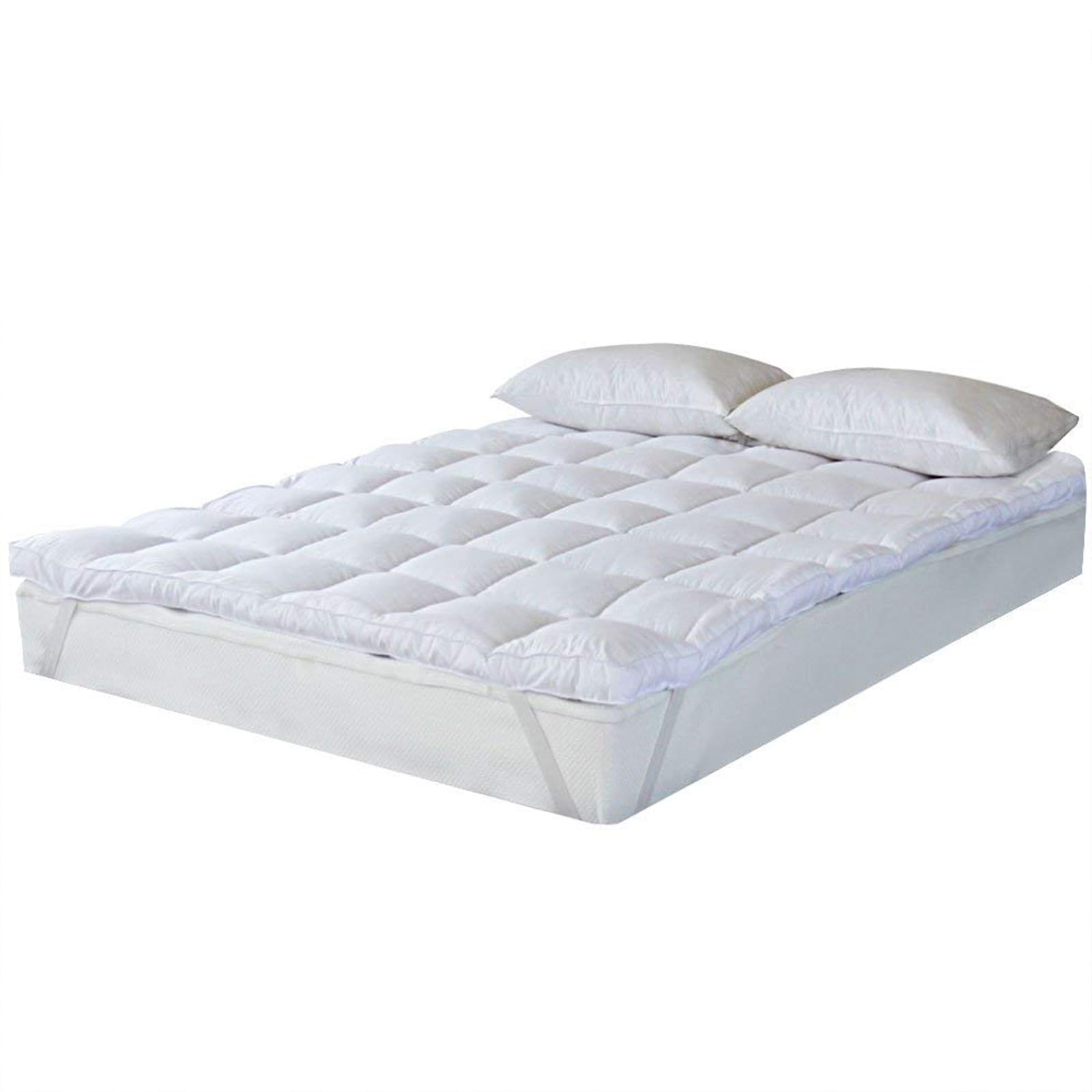 Bedecor Surmatelas 160 x 190cm Microfibre Respirante de Haute qualité, Ultra-Doux et Silencieux, Lavable en Machine, Blanc