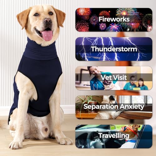 HEYWEAN Dog Anxiety Jacket with Calming Hood and Ear Cover - Reflective Strips for Thunder Fireworks, Travel & Separation Anxiety - Image 2