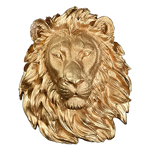 Décoration murale Grande Tête De Lion Dorée Créative Tête d'animal Pendentif en Résine...