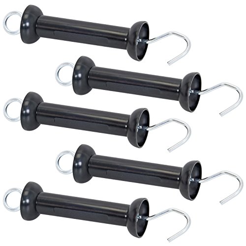 VOSS.farming 5x Electric Fence Gate Handle EASY | Galvanised Spring & Hook | Black | High Insulation | High Tensile Strength