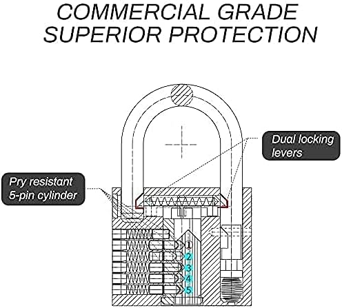 Miniatura 4 de Cerradura y llave de latón macizo, cerradura de almohadilla con cuerpo de 1-916 pulgadas (1.575 in) de ancho, 2-12 pulgadas. Candado de puerta de